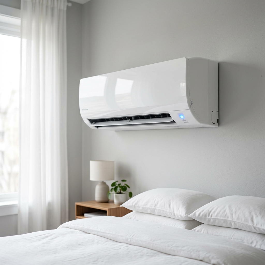 Split mural Daikin Perfera installé dans une chambre moderne — silence 19 dB